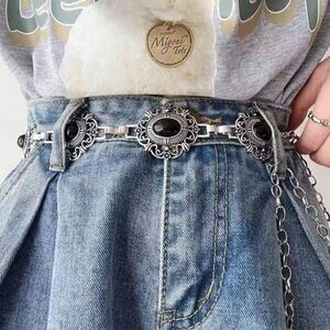Silver and Black Concho Belt A1372